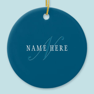 Elegant Looking Monogram   Ocean Blue Ceramic Tree Decoration