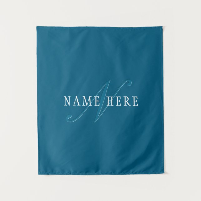 Elegant Looking Monogram | Ocean Blue Tapestry (Front)