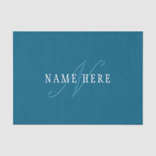 Elegant Looking Monogram   Ocean Blue Tissue Paper