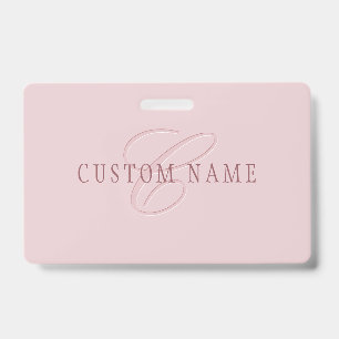 Elegant Looking Monogram Rose Gold ID Badge
