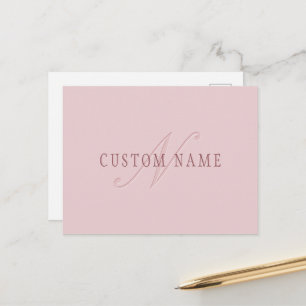 Elegant Looking Monogram   Rose Gold Postcard