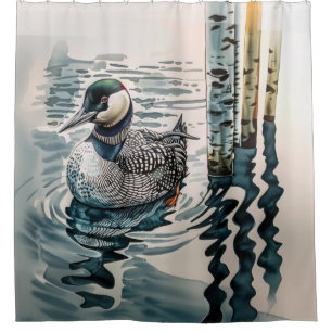 Elegant Loon on the Lake Shower Curtain