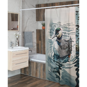 Elegant Loon on the Lake Shower Curtain