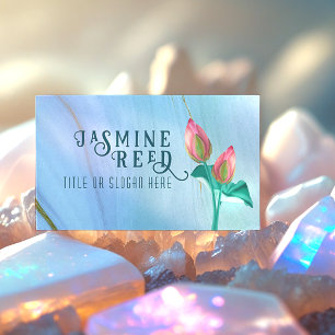 Elegant Lotus Bud for Wellness Spa   Marble & Gold Business Card