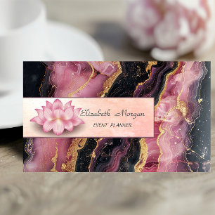 Elegant Lotus Burgundy Marble Business Card