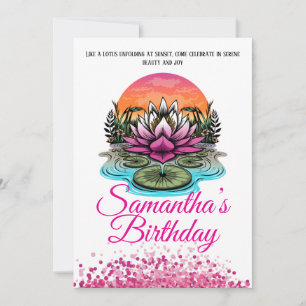 Elegant Lotus Flower Birthday Invitation