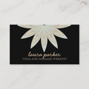 Elegant Lotus Flower Black Yoga Healing Health Business Card
