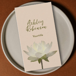 Elegant lotus flower boho pastel earthy QR code Business Card