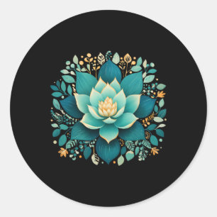 Elegant Lotus Flower For Yoga Fans Floral Aestheti Classic Round Sticker
