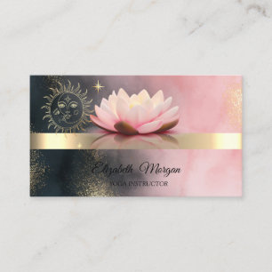 Elegant Lotus Flower Gold Sun Yoga  Business Card