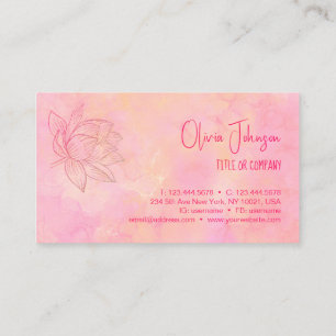 Elegant Lotus Flower Illustration Light Pink Business Card
