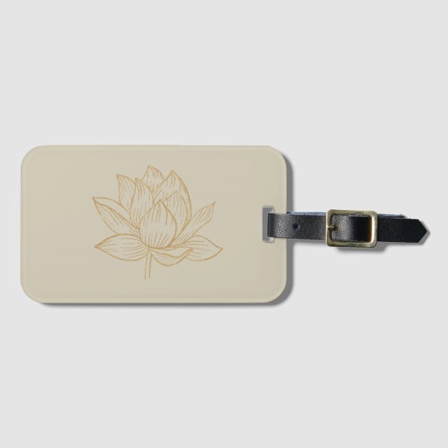 Elegant Lotus Flower Illustration Yoga Luggage Tag (Front Horizontal)