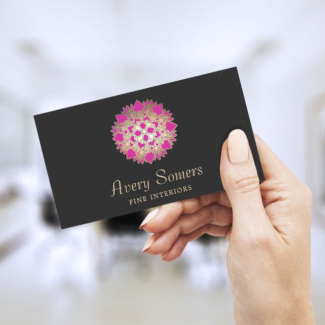 Elegant Lotus Flower Interior Designer Business Business Card (Creator Uploaded)