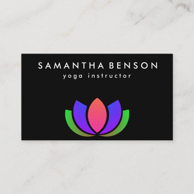 Elegant Lotus Flower Logo Yoga Business Card (Front)