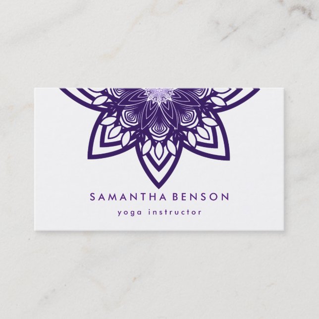 Elegant Lotus Flower Logo Yoga Business Card (Front)