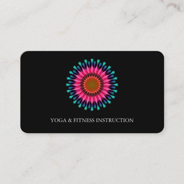 Elegant Lotus Flower Logo Yoga Business Card (Front)