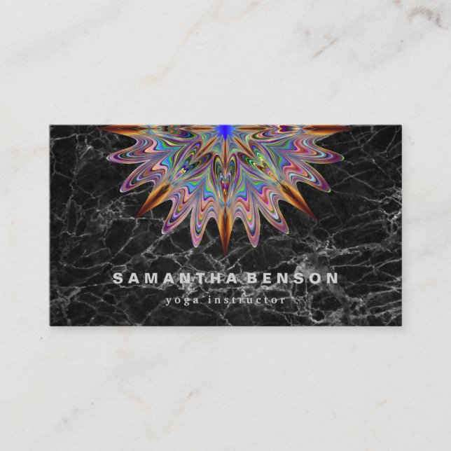 Elegant Lotus Flower Logo Yoga Business Card (Front)