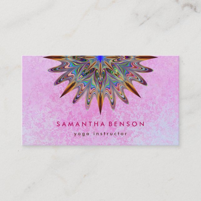 Elegant Lotus Flower Logo Yoga Business Card (Front)