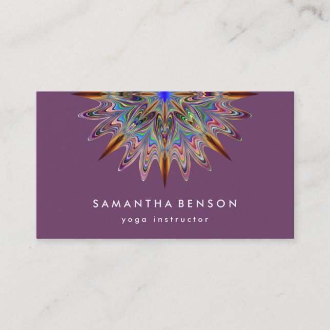 Elegant Lotus Flower Logo Yoga Business Card (Front)