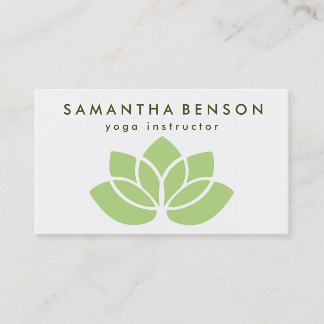 Elegant Lotus Flower Logo Yoga Business Card (Front)