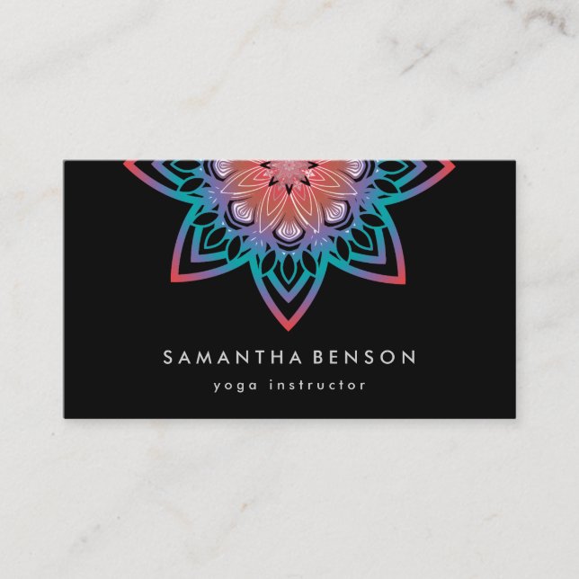 Elegant Lotus Flower Logo Yoga Business Card (Front)