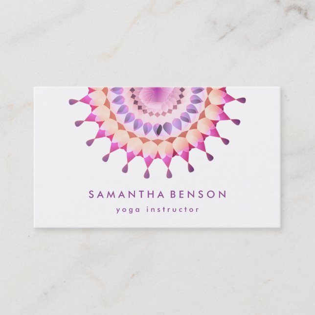 Elegant Lotus Flower Logo Yoga Business Card (Front)