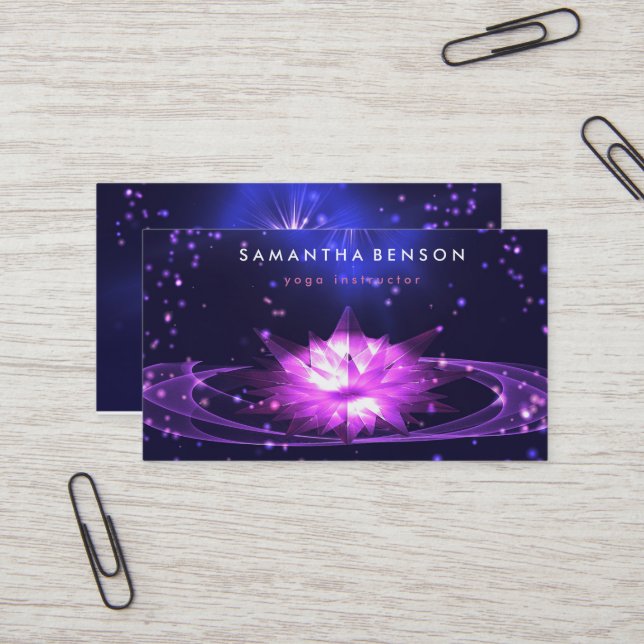 Elegant Lotus Flower Logo Yoga Business Card (Front/Back In Situ)