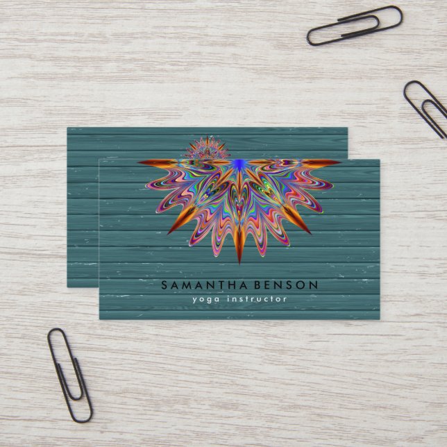 Elegant Lotus Flower Logo Yoga Business Card (Front/Back In Situ)