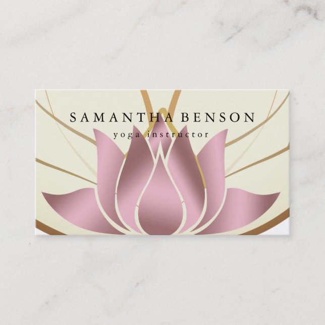 Elegant Lotus Flower Logo Yoga Business Card (Front)