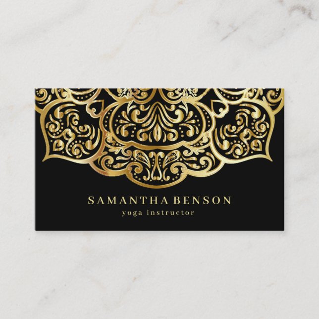 Elegant Lotus Flower Logo Yoga Business Card (Front)