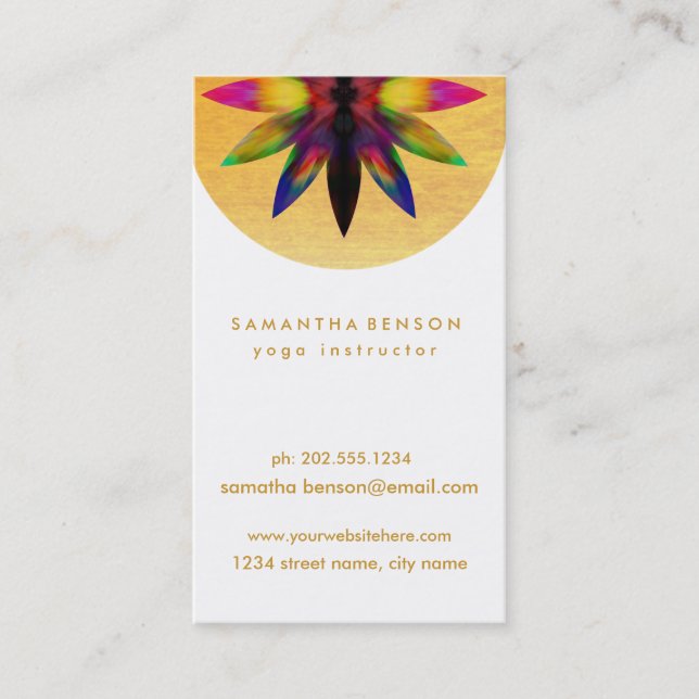 Elegant Lotus Flower Logo Yoga Business Card (Front)