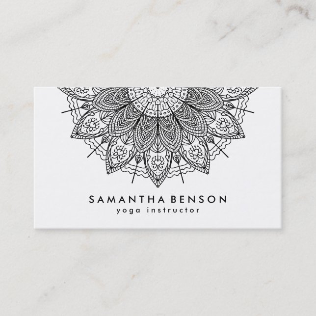 Elegant Lotus Flower Logo Yoga Business Card (Front)