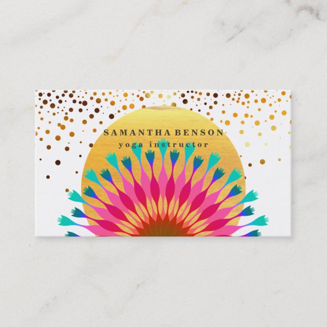 Elegant  Lotus Flower Logo Yoga Business Card (Front)