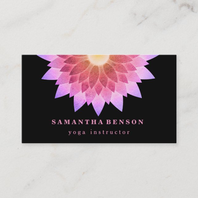 Elegant Lotus Flower Logo Yoga Business Card (Front)