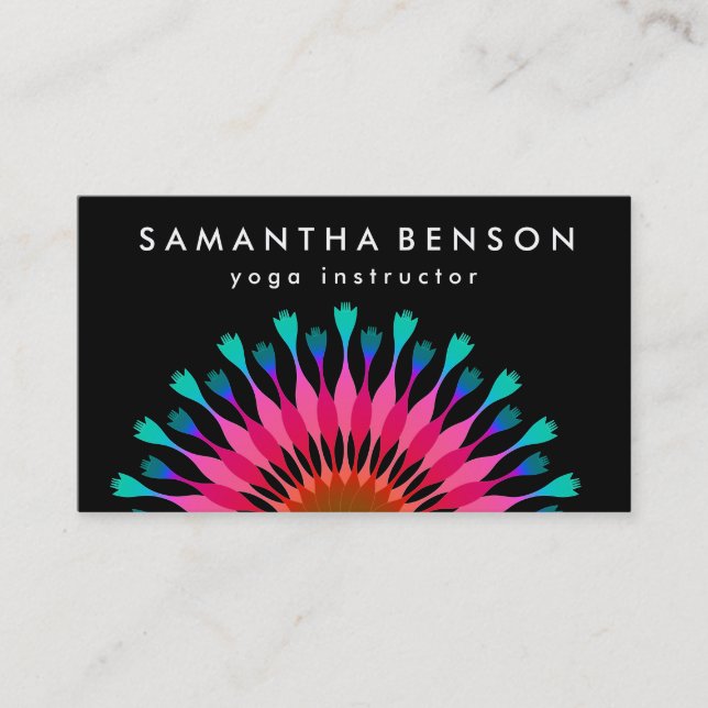Elegant Lotus Flower Logo Yoga Business Card (Front)