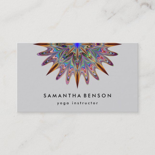 Elegant Lotus Flower Logo Yoga Business Card (Front)