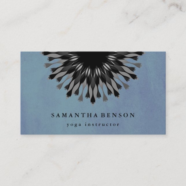 Elegant  Lotus Flower Logo Yoga Business Card (Front)