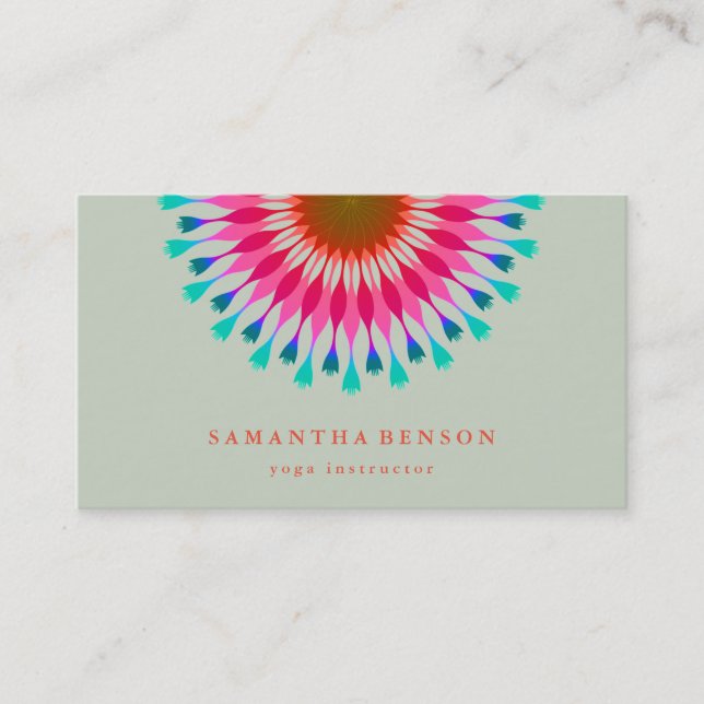 Elegant  Lotus Flower Logo Yoga Business Card (Front)