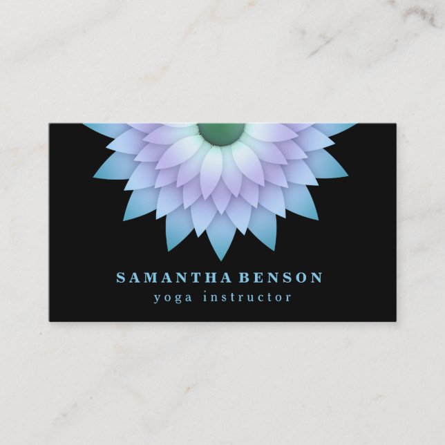 Elegant Lotus Flower Logo Yoga Business Card (Front)