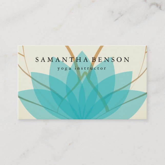 Elegant Lotus Flower Logo Yoga Business Card (Front)