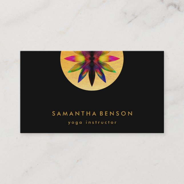 Elegant Lotus Flower Logo Yoga Business Card (Front)