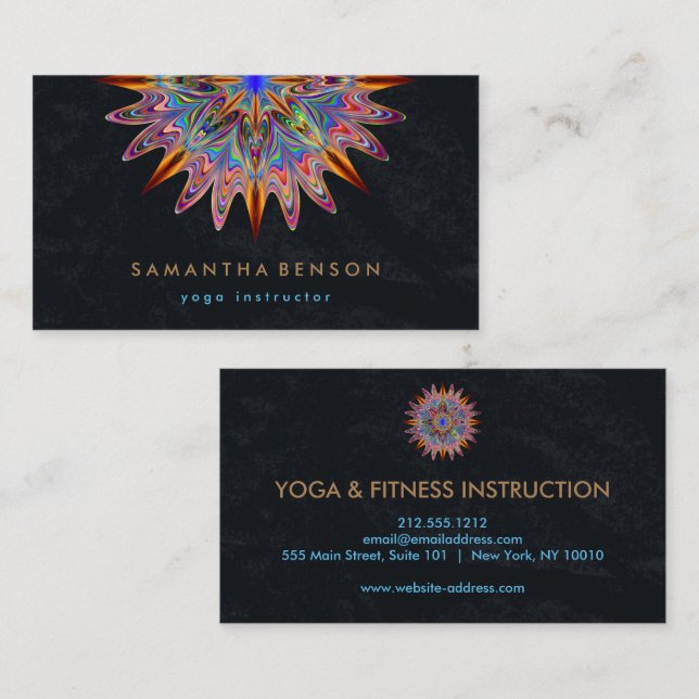Elegant Lotus Flower Logo Yoga Business Card (Front/Back)
