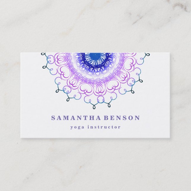 Elegant Lotus Flower Logo Yoga Business Card (Front)