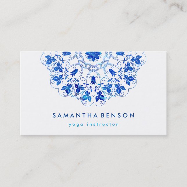 Elegant Lotus Flower Logo Yoga Business Card (Front)
