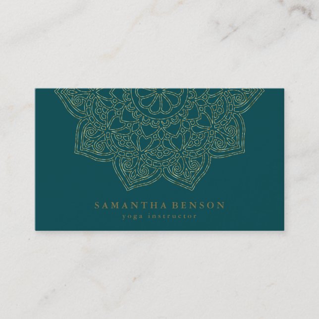 Elegant Lotus Flower Logo Yoga Business Card (Front)