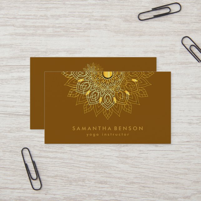 Elegant Lotus Flower Logo Yoga Business Card (Front/Back In Situ)