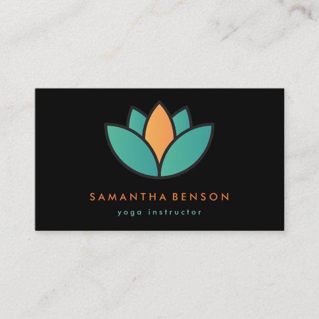Elegant Lotus Flower Logo Yoga Business Card (Front)