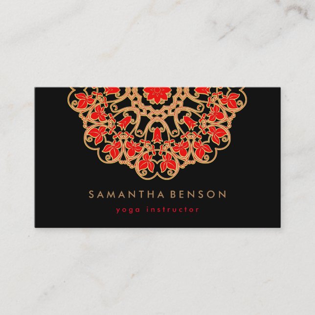 Elegant Lotus Flower Logo Yoga Business Card (Front)