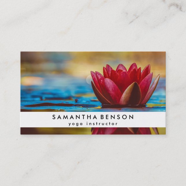 Elegant Lotus Flower Logo Yoga Business Card (Front)