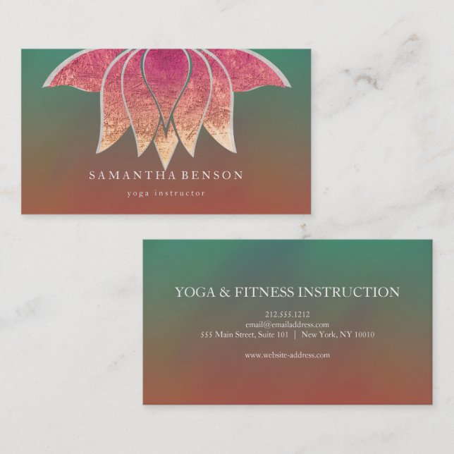 Elegant Lotus Flower Logo Yoga Business Card (Front/Back)